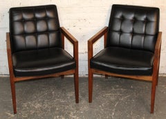 Vintage Jens Risom-style Walnut Armchairs by United Furniture Workers of America