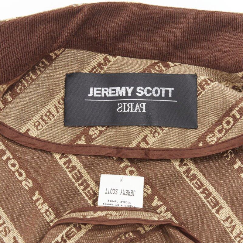 vintage JEREMY SCOTT 2000 brown logo jacquard aviator bomber jacket M For Sale 8