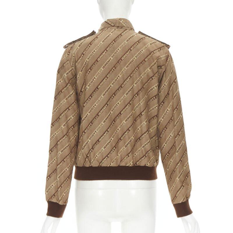 vintage JEREMY SCOTT 2000 brown logo jacquard aviator bomber jacket M For Sale 1
