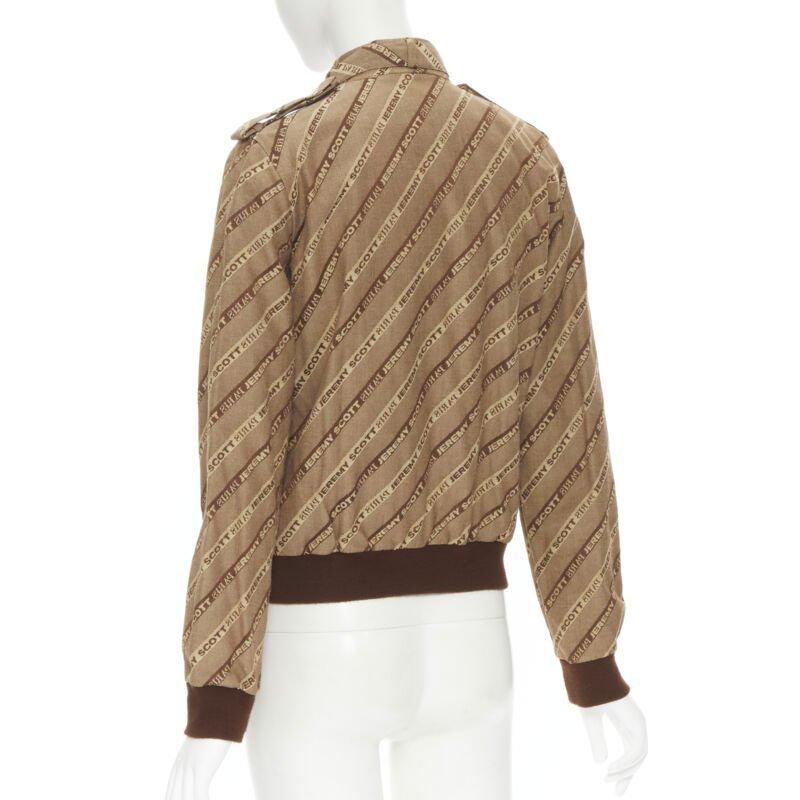 vintage JEREMY SCOTT 2000 brown logo jacquard aviator bomber jacket M For Sale 2