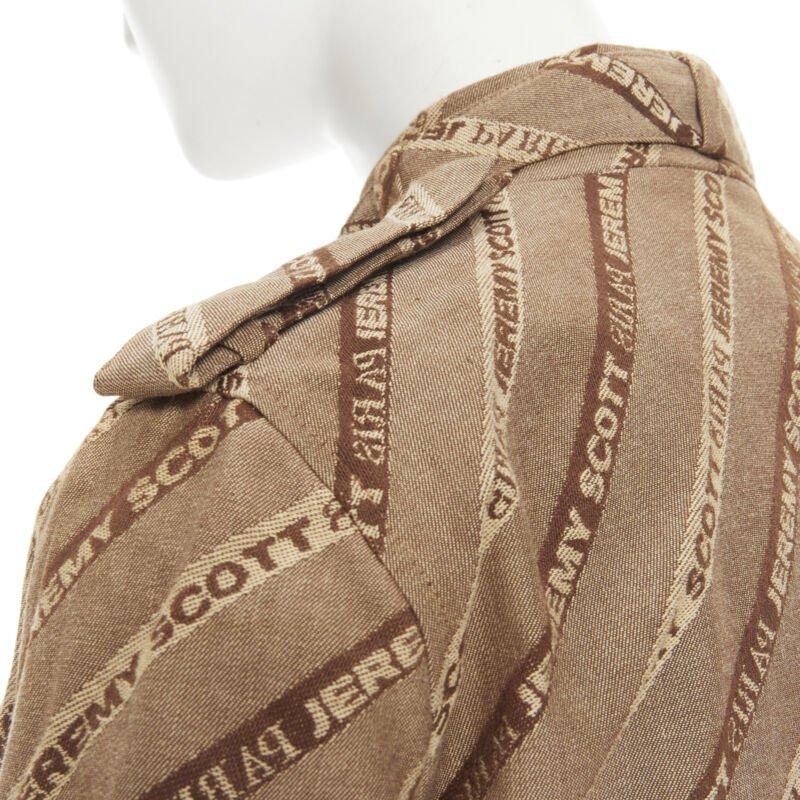 vintage JEREMY SCOTT 2000 brown logo jacquard aviator bomber jacket M For Sale 4
