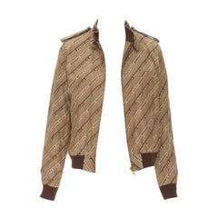vintage JEREMY SCOTT 2000 brown logo jacquard aviator bomber jacket M