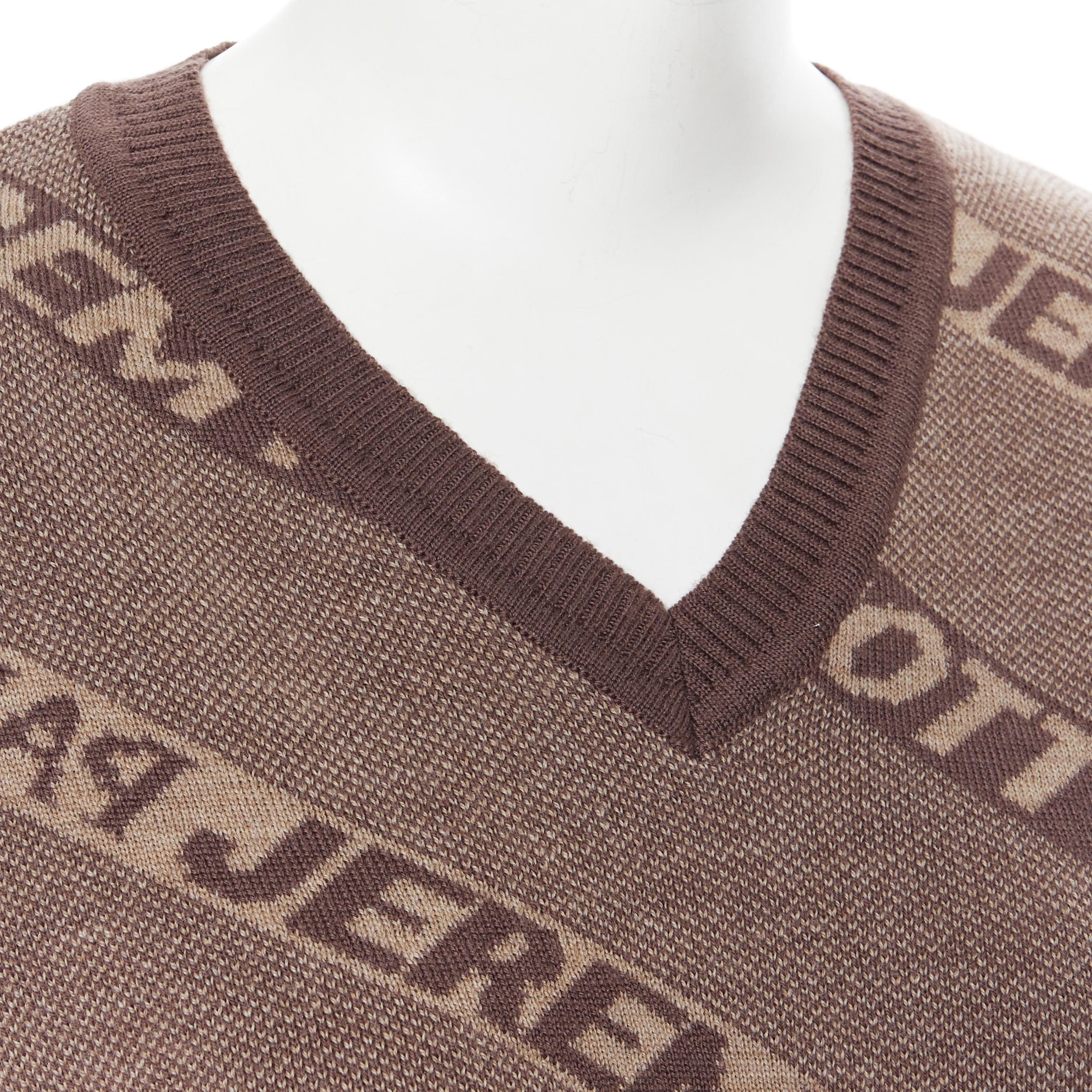 vintage JEREMY SCOTT PARIS brown logo intarsia merino wool short sweater S 3