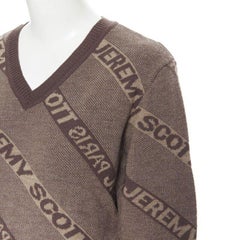 vintage JEREMY SCOTT PARIS brown logo intarsia wool short sweater S