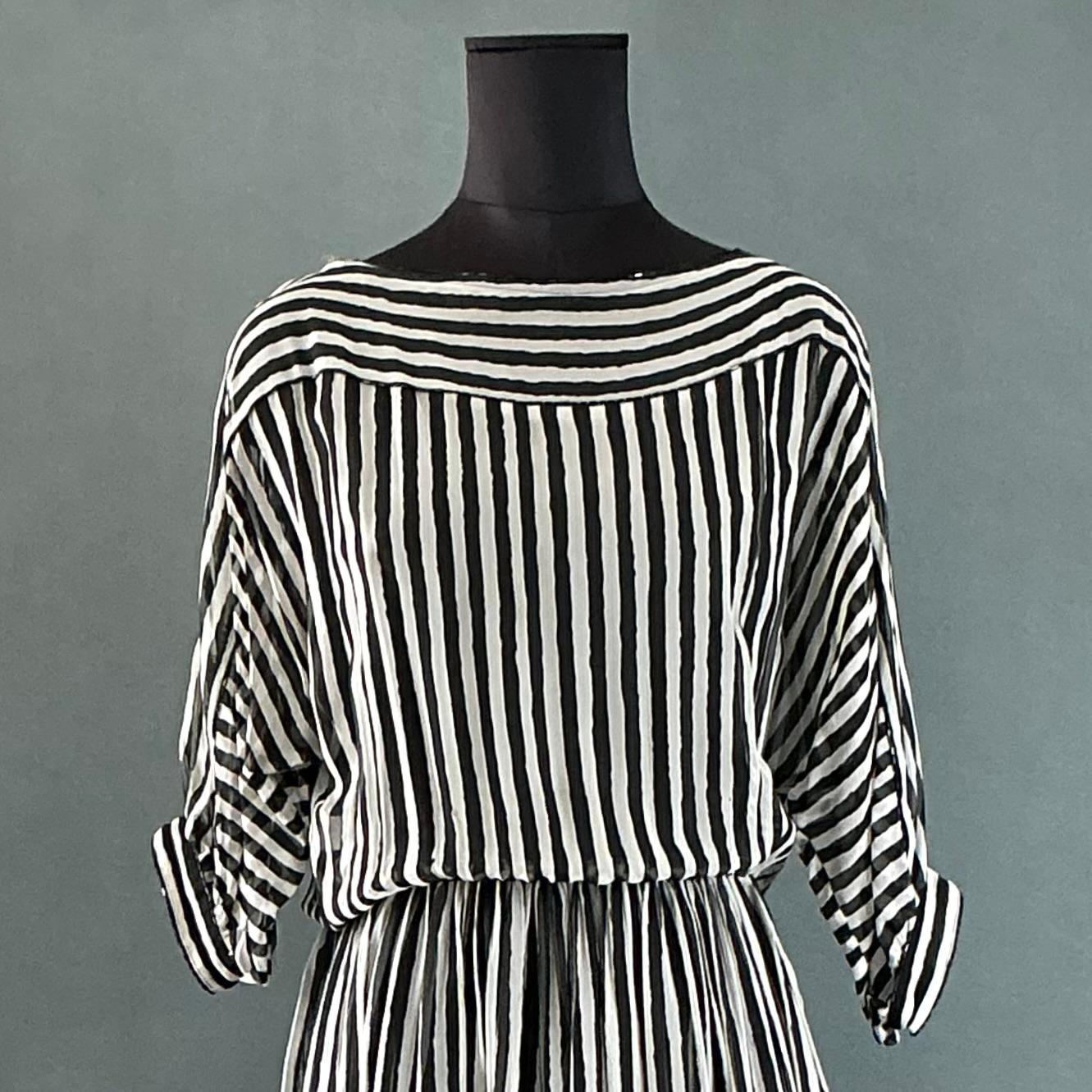 Black Vintage Jeri Striped Maxi Dress For Sale