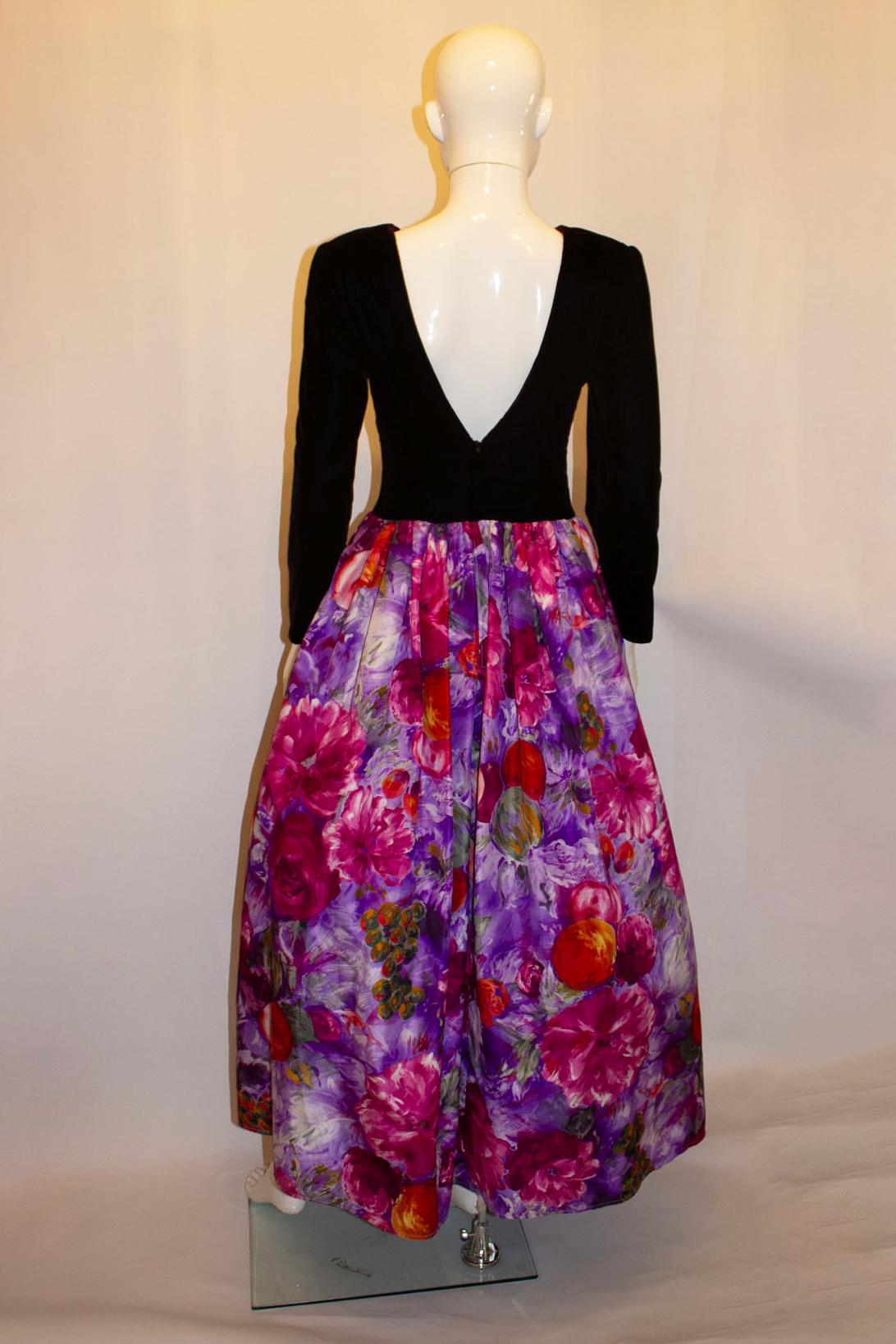 Vintage Jessica MClintock Floral Gown For Sale 1
