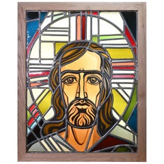 Vintage Jesus Stained Glass Window