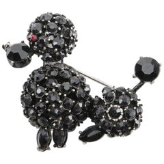 Antique Jet Bead Poodle Brooch