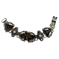 Vintage Jewel Smokey Quartz Silver Chain Bracelet