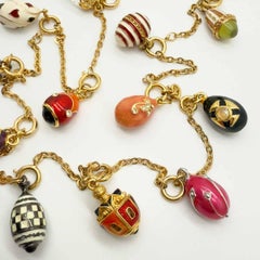 Vintage Jewelled Egg Charm Necklace 1980s