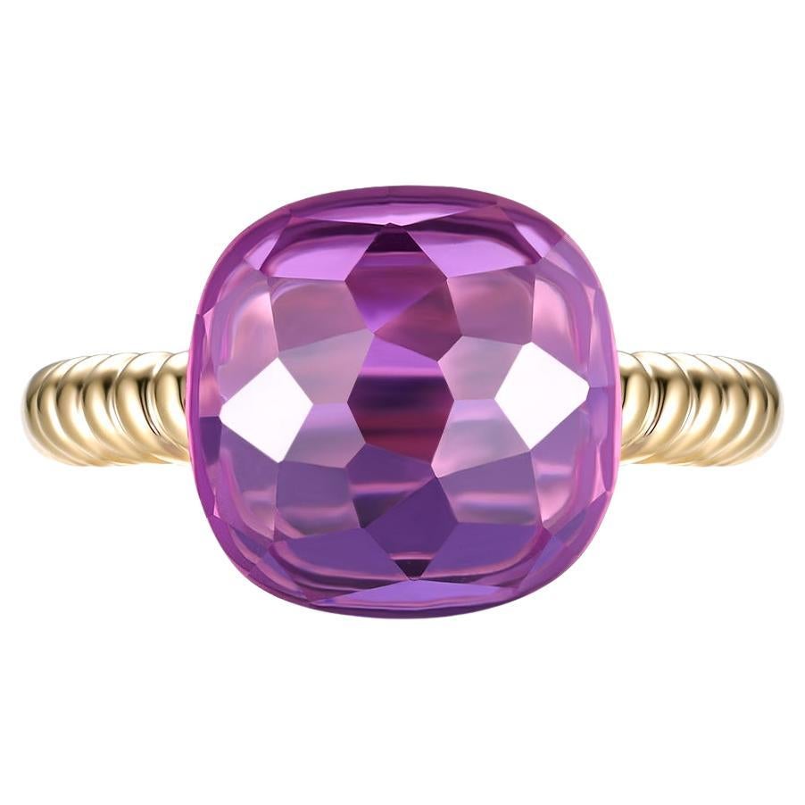 Anillo vintage de amatista de 8,52 quilates en oro macizo de 14 quilates