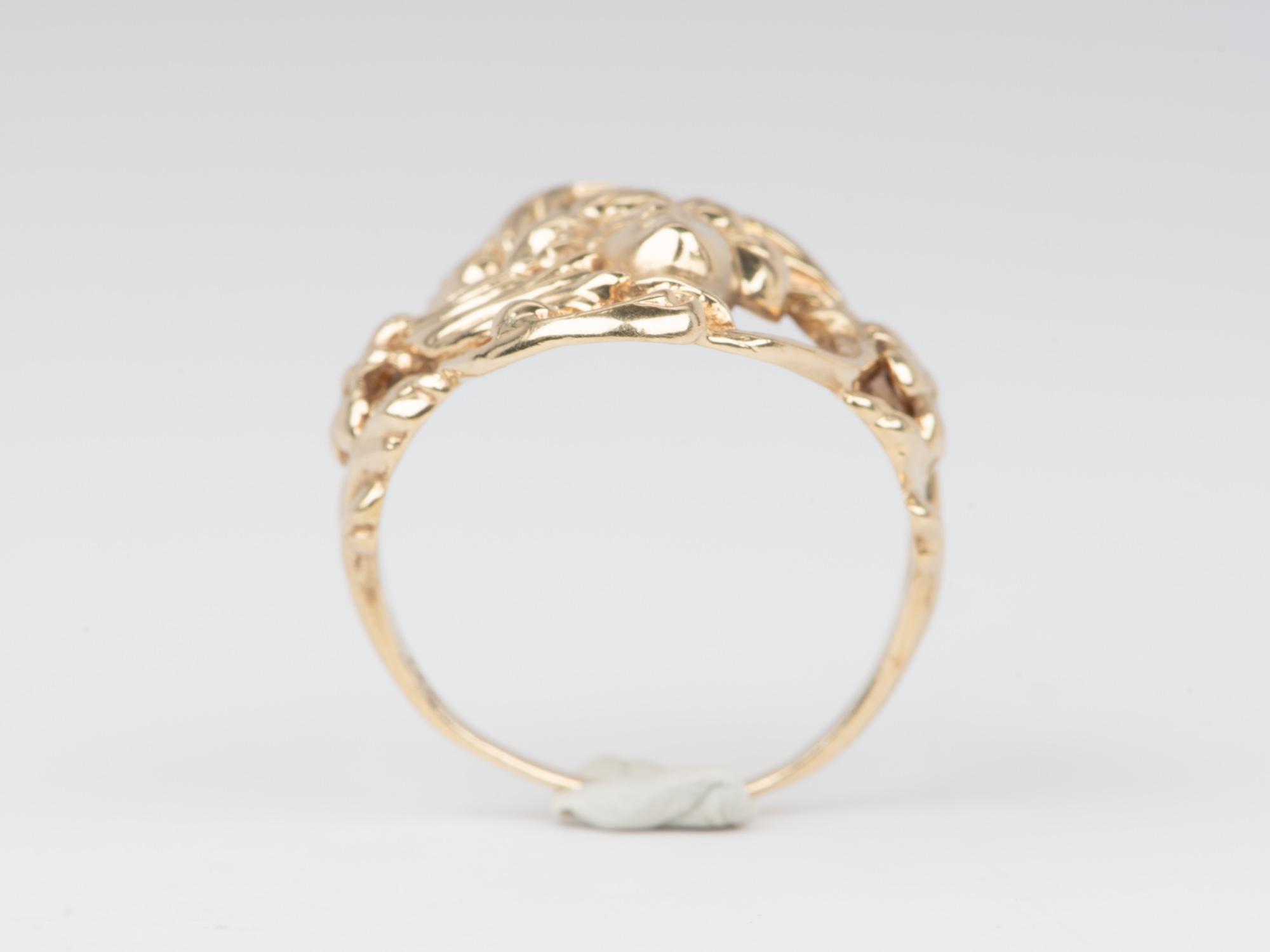 Women's or Men's Vintage Jewelry Art Nouveau Floral Woman Ring 14K Gold 7g For Sale