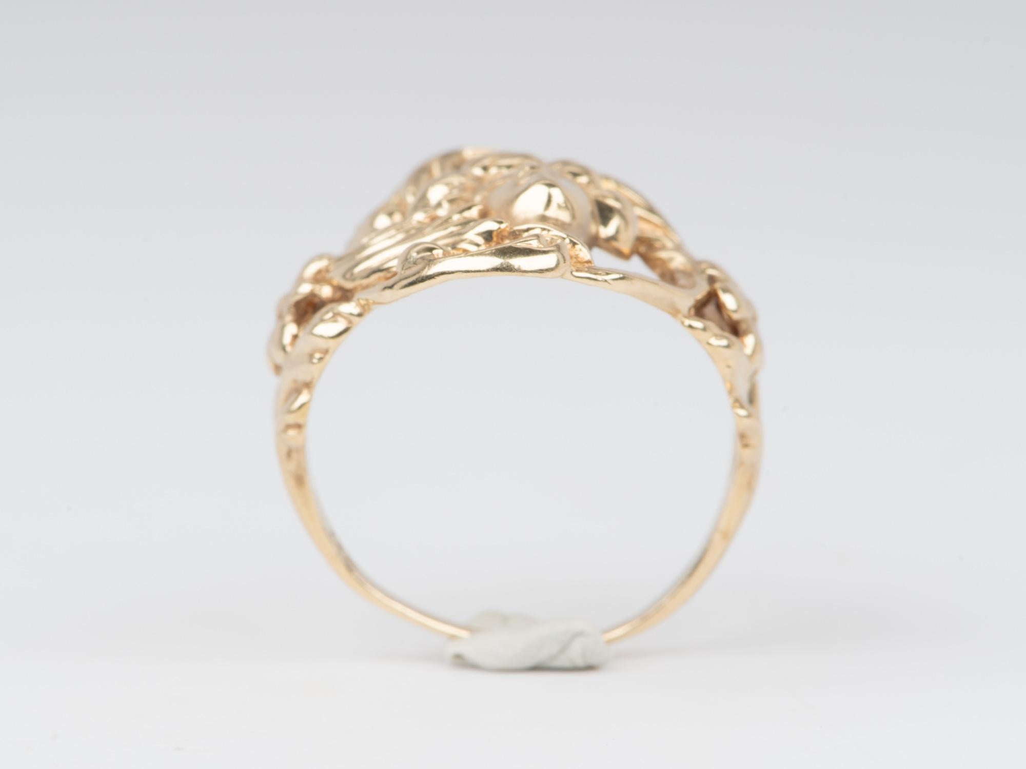 Vintage Jewelry Art Nouveau Floral Woman Ring 14K Gold 7g V1100 In New Condition For Sale In Osprey, FL