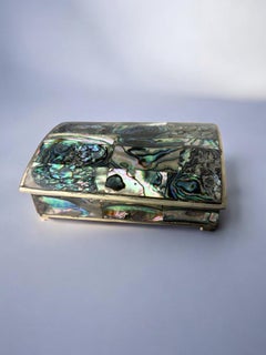 Vintage Jewelry Box with Abalone and Alpaca, Mexico, Circa 1970