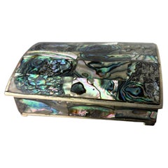 Vintage Jewelry Box with Abalone and Alpaca, Mexico, Circa 1970