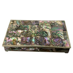Vintage Jewelry Box with Abalone and Alpaca, Mexico, Circa 1970