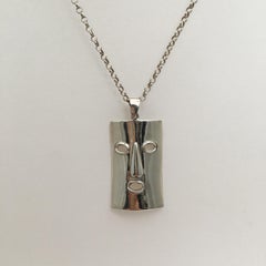 Vintage Silver Jewelry Figurative Mask Pendant Face Charm