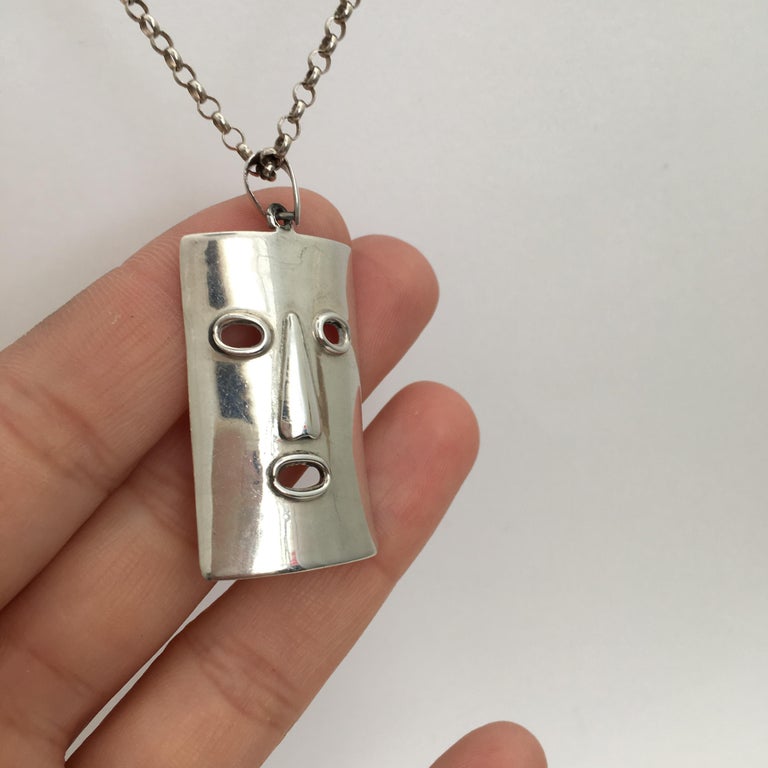 Vintage Silver Jewelry Figurative Mask Pendant Face Charm For Sale at ...