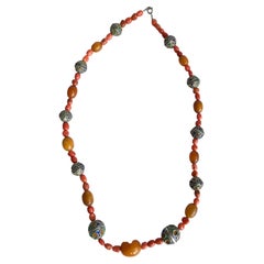 Kabyle Berbère, collier de bijoux vintage en argent, émail et corail