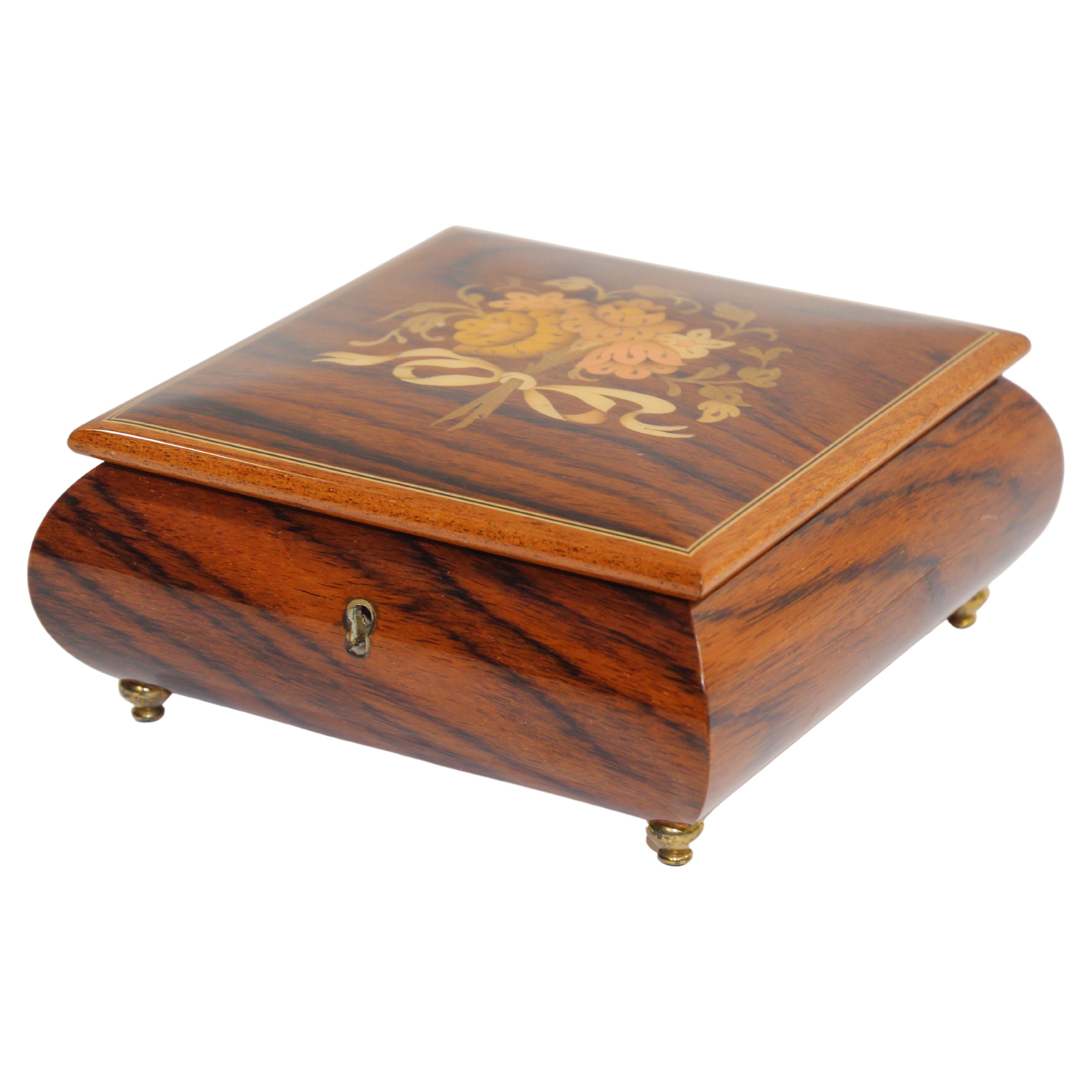 Footed Wooden Music Box Made in Italy at 1stDibs