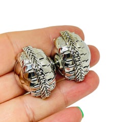 Vintage JEWELS BY JULIO signed silver tone modernist designer clip on earrings