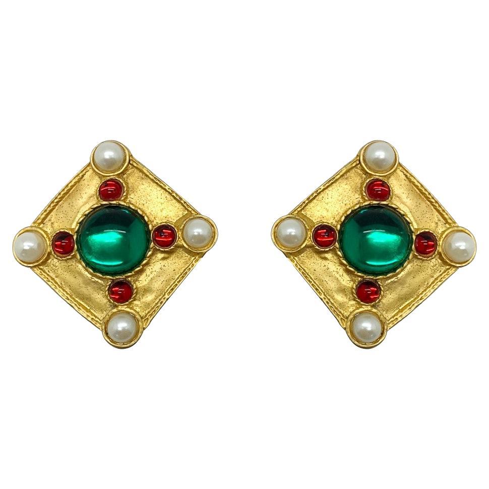Vintage Jewels of Tanjore Earrings 1980s For Sale