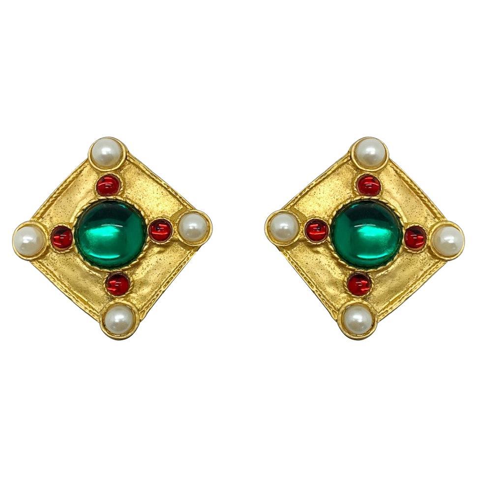 Vintage Jewels of Tanjore Earrings 1980s  For Sale