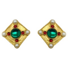 Vintage Jewels of Tanjore Earrings 1980s 