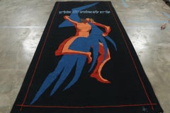 Vintage Jewish Pictorial Tapestry in Orange, Blue and Black Tones  Rug & Kilim