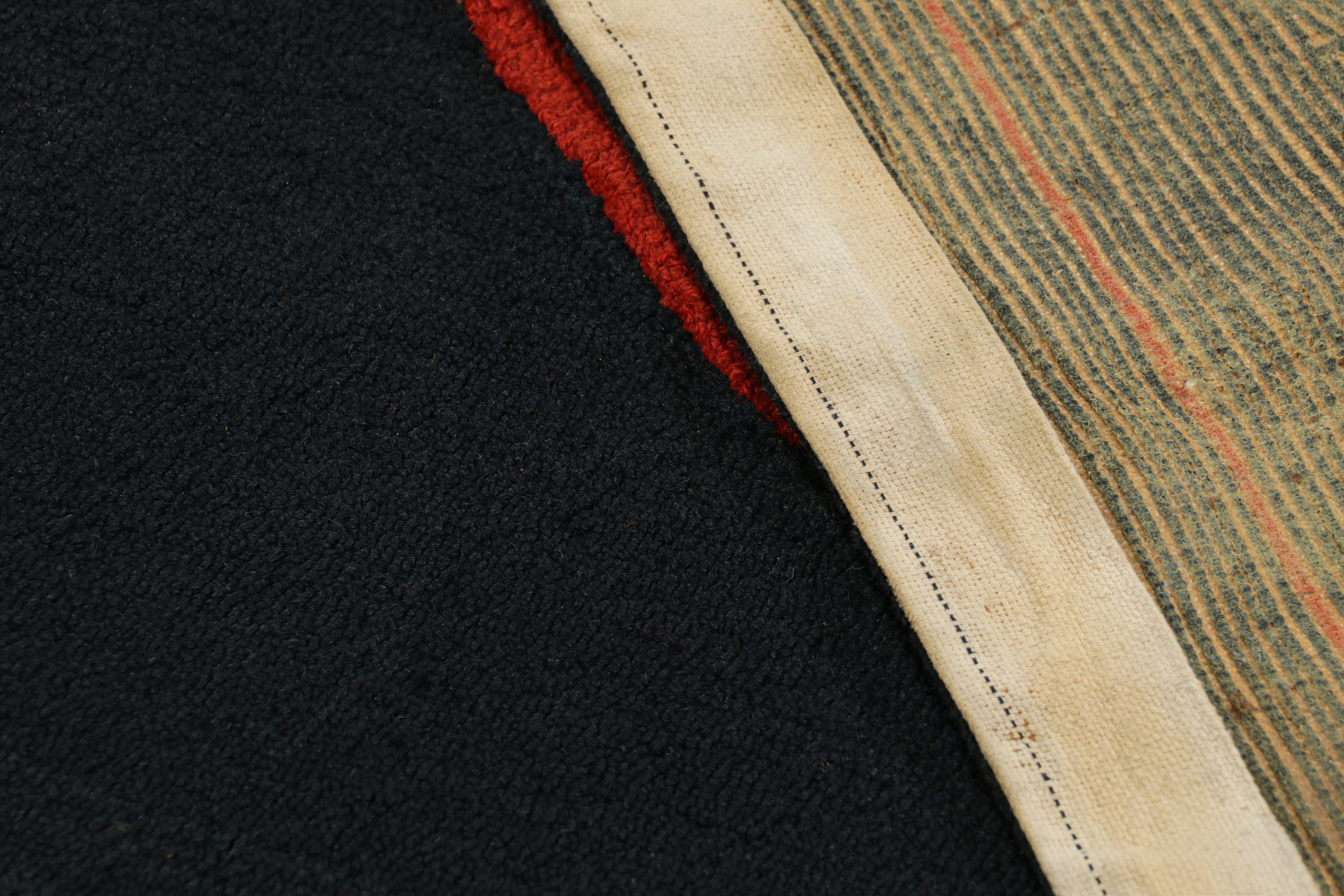 Vintage Jewish Pictorial Tapestry in Orange, Blue and Black Tones  Rug & Kilim For Sale 1