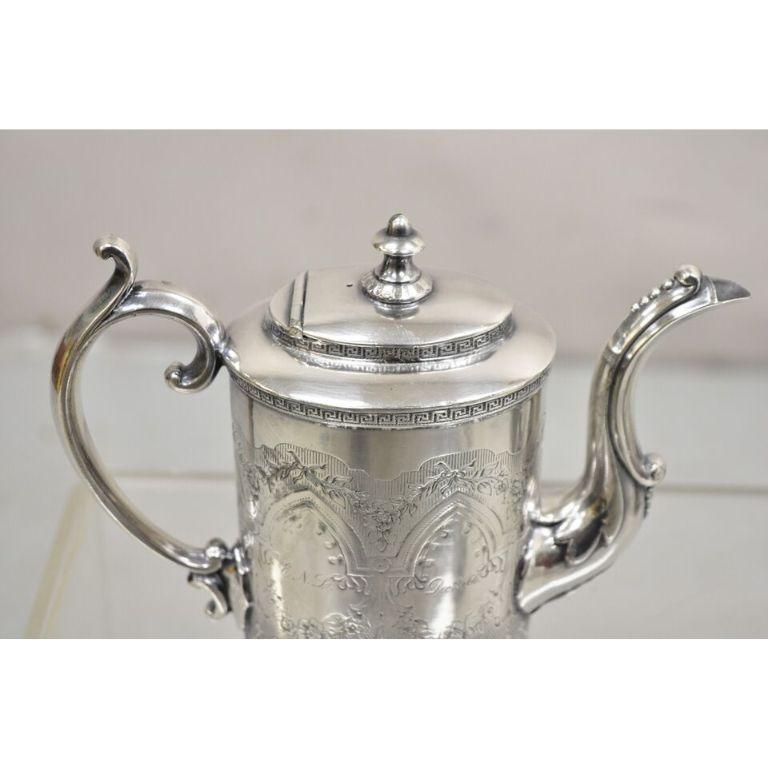 Vintage J.F. Curran & Co Victorian Silver Plated Small Coffee Tea Set - 4 Pc Set For Sale 6