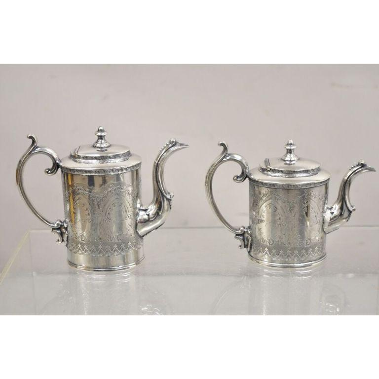 Jahrgang J.F. Curran & Co viktorianisches versilbertes kleines Kaffee- und Teeservice - 4er-Set, viktorianisch (Viktorianisch) im Angebot