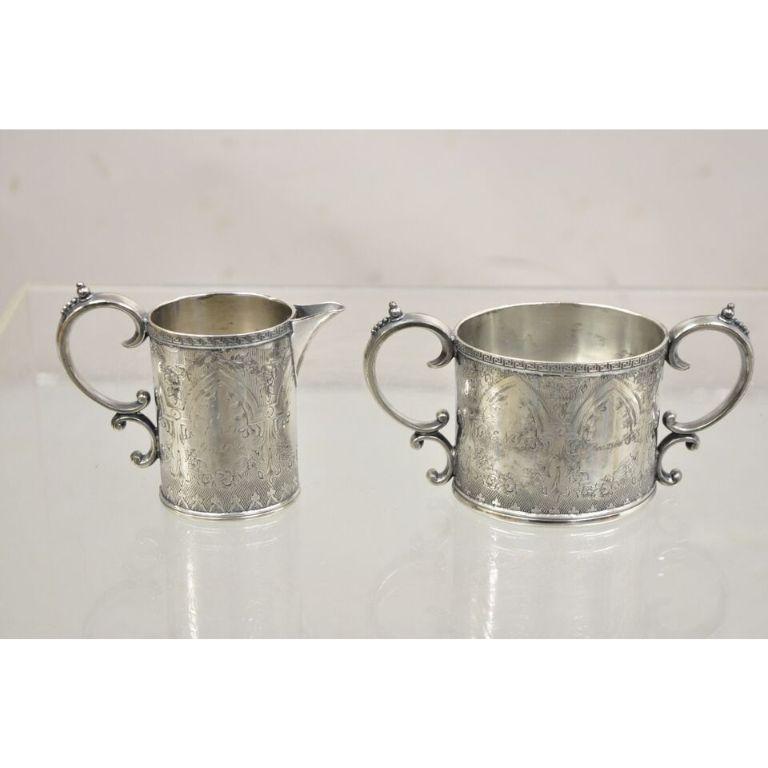 Vintage J.F. Curran & Co Victorian Silver Plated Small Coffee Tea Set - 4 Pc Set Bon état - En vente à Philadelphia, PA