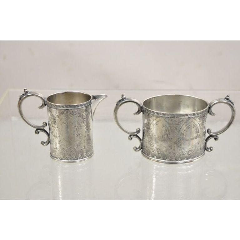 Jahrgang J.F. Curran & Co viktorianisches versilbertes kleines Kaffee- und Teeservice - 4er-Set, viktorianisch im Zustand „Gut“ im Angebot in Philadelphia, PA