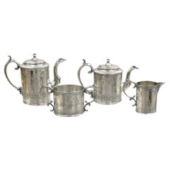 Jahrgang J.F. Curran & Co viktorianisches versilbertes kleines Kaffee- und Teeservice - 4er-Set, viktorianisch