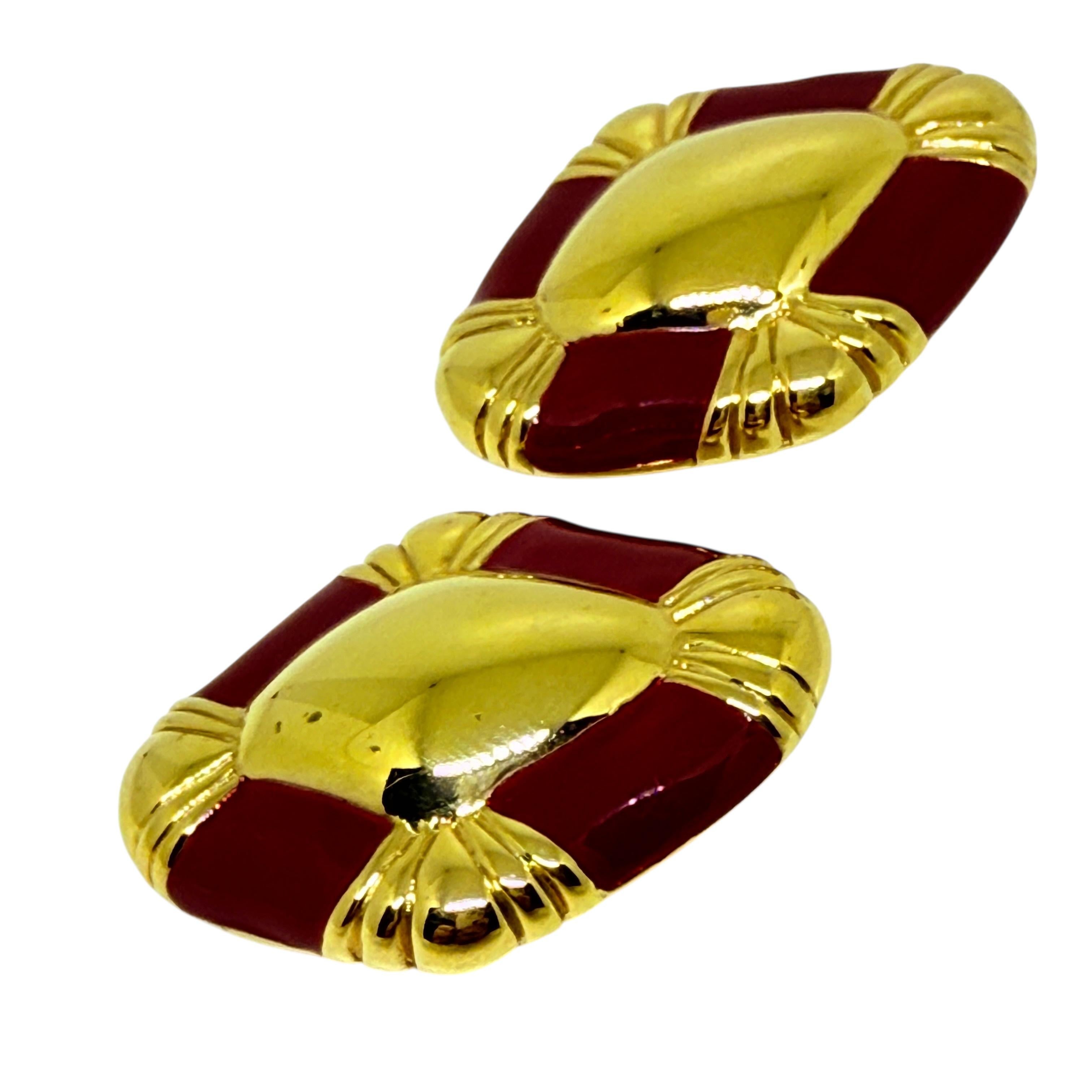 da uomo o donna Orecchini a clip d'epoca firmati JGD Ginnie Johansen con smalto dorato in vendita