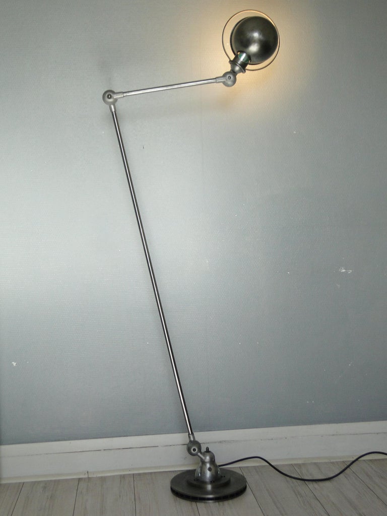 European Vintage Jielde Lamp Brushed French Industrial by Jean Louis Domecq, 1950s For Sale
