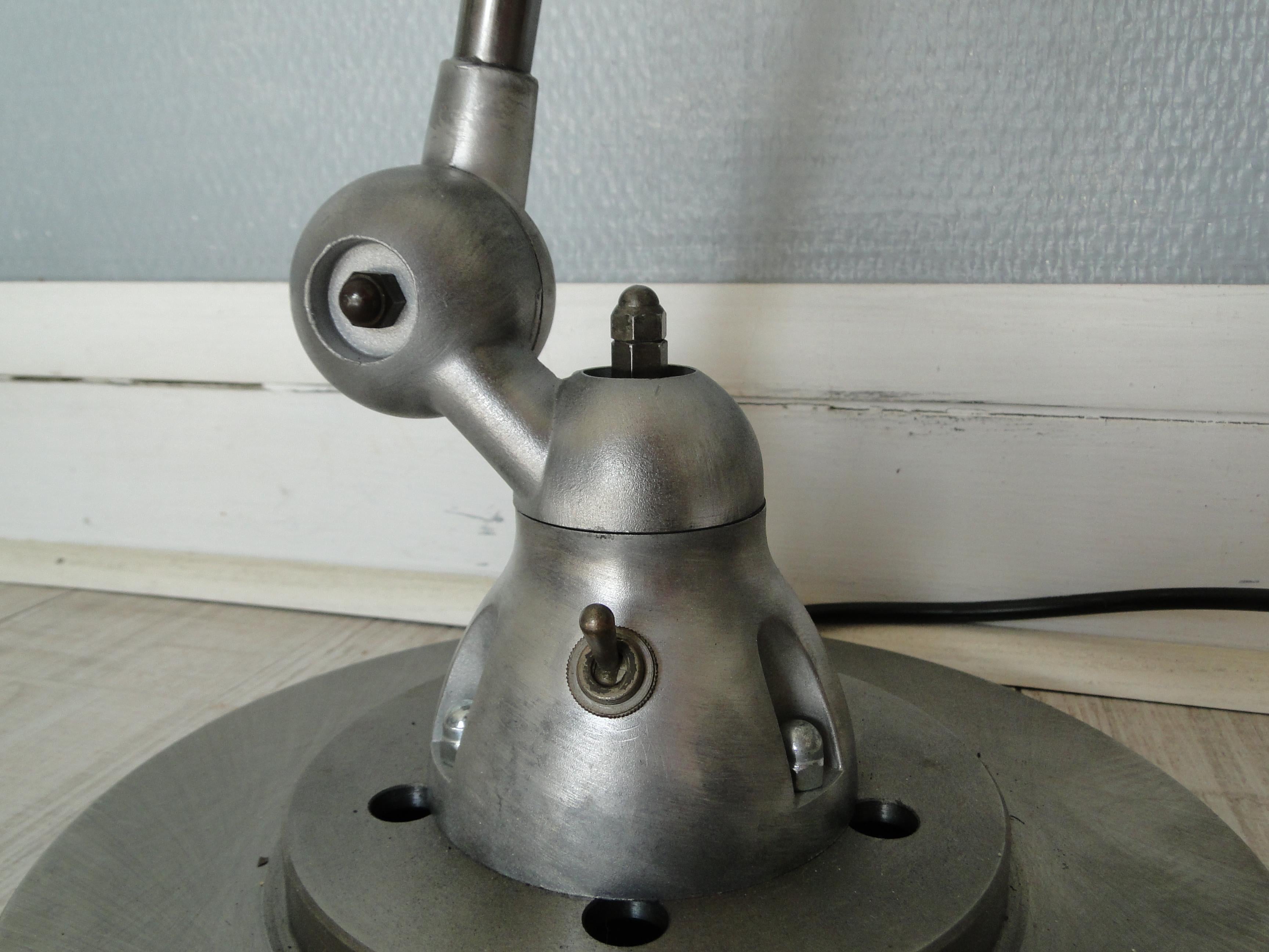 Jean Louis Domecq Jielde Lamp 2 Arms Brushed French Industrial In Good Condition In Lège Cap Ferret, FR