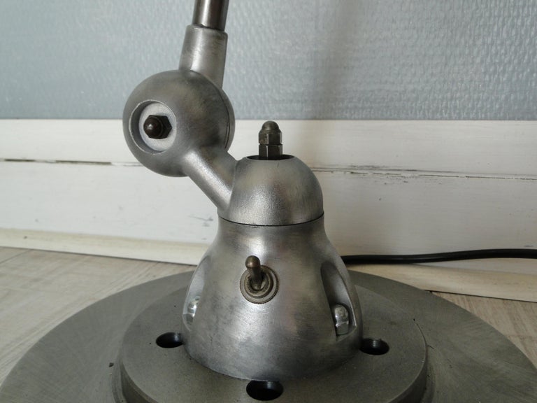 20th Century Vintage Jielde Lamp Brushed French Industrial by Jean Louis Domecq, 1950s For Sale
