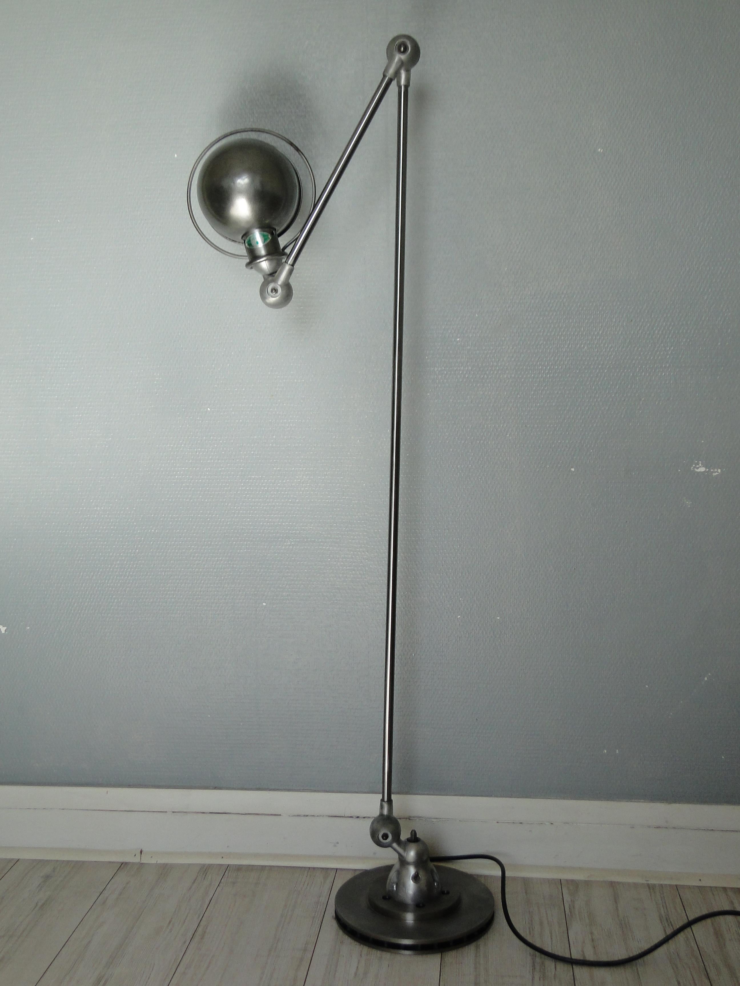 20th Century Jean Louis Domecq Jielde Lamp 2 Arms Brushed French Industrial