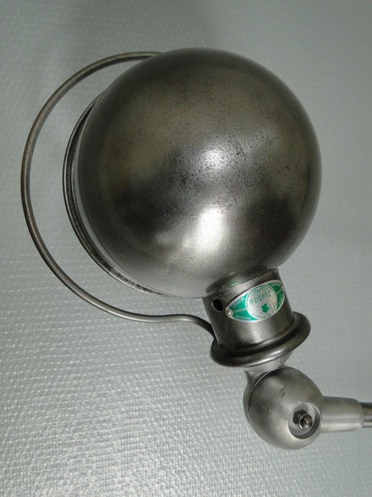 Vintage Jielde Lamp Brushed French Industrial by Jean Louis Domecq, 1950s For Sale 3