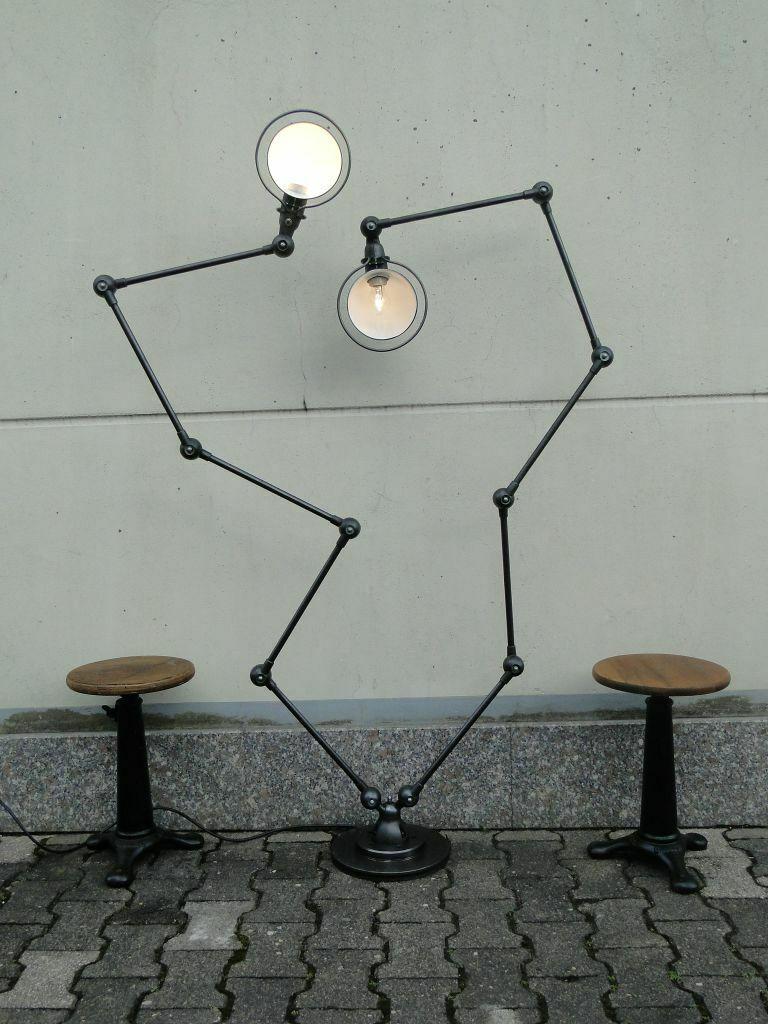 Jean Louis Domecq Jielde Vintage Lámpara Jielde Doble Grafito Francés Industrial Europeo en venta