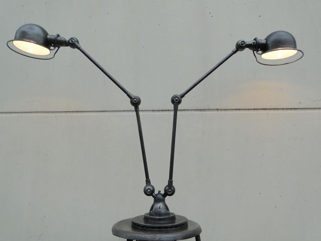 Appliqué Jean Louis Domecq  Jielde Lamp Double Graphite French Industrial  