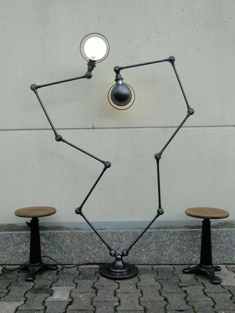Jean Louis Domecq Jielde Vintage Jielde Lamp Double Graphite French Industrial For Sale 2