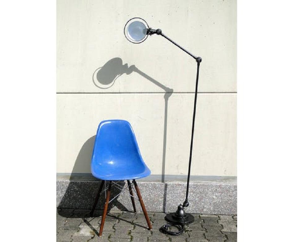 Metal Jean Louis Domecq  Jielde Lamp  2 Arms Graphite French Industrial For Sale