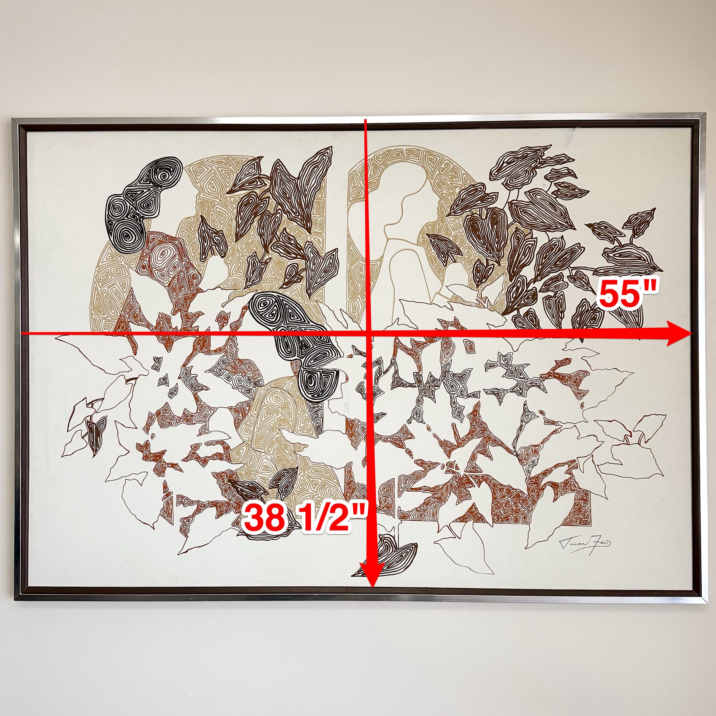 Vintage Jillian Field Serigraphie auf Leinwand: Mid-Century Modern Abstrakte Kunst 1970er Jahre im Angebot 4