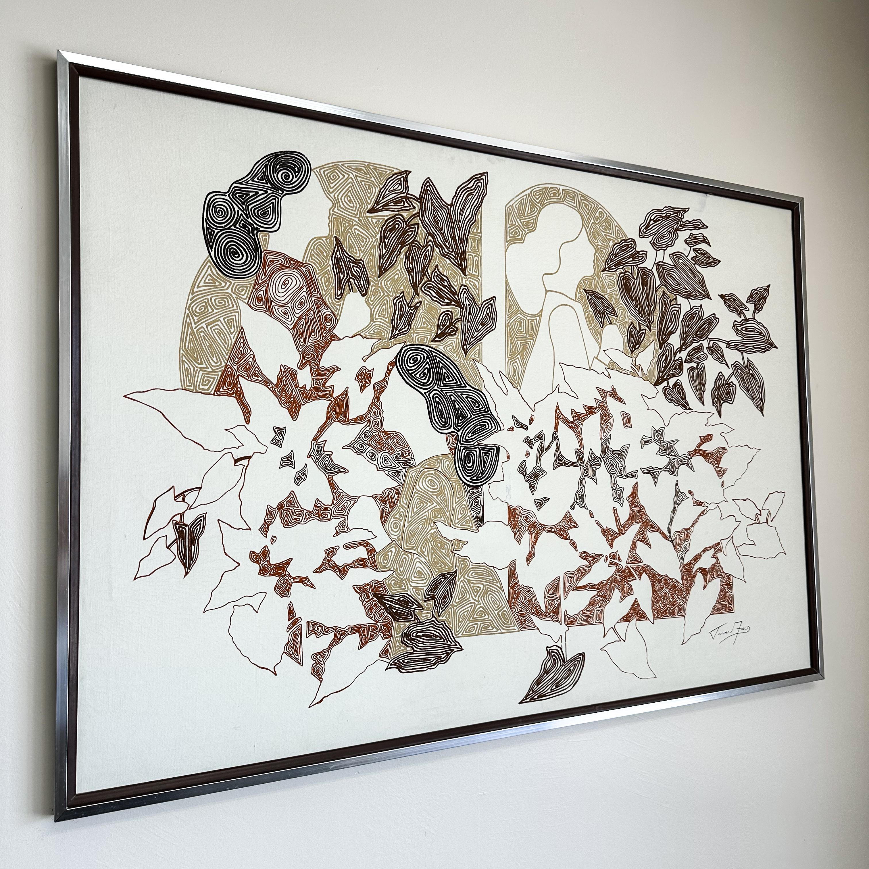 Vintage Jillian Field Serigraphie auf Leinwand: Mid-Century Modern Abstrakte Kunst 1970er Jahre (amerikanisch) im Angebot