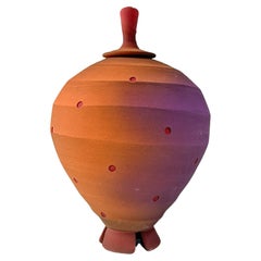 Vintage Jim Kemp (1955-2013) Ceramic Gradient Glaze Lidded Vessel Jar