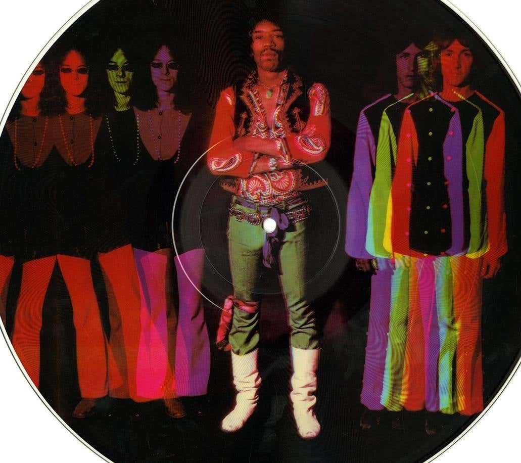 Jimi Hendrix: illustrierte Vinyl-Plattenverpackung im Zustand „Gut“ im Angebot in Brooklyn, NY