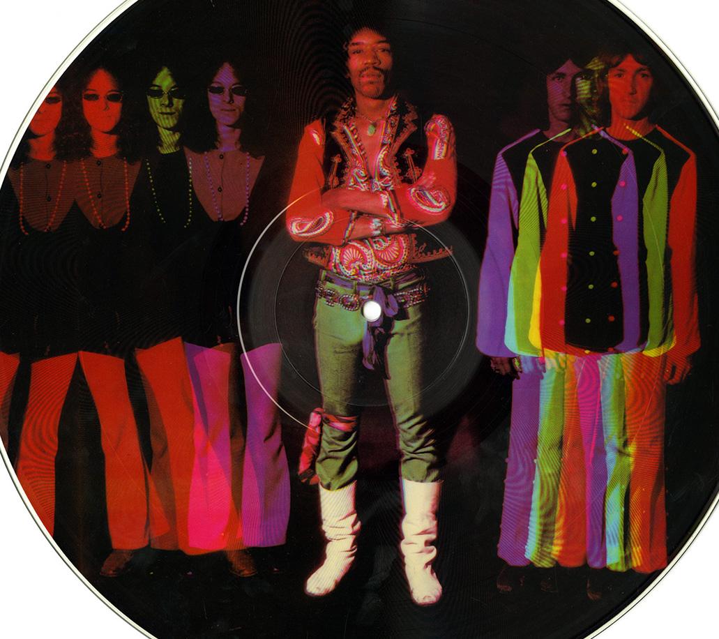 Mid-20th Century Vintage Jimi Hendrix Illustrated Vinyl Record
